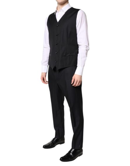 Black Double Breasted Formal 3 Piece Suit - Image 6