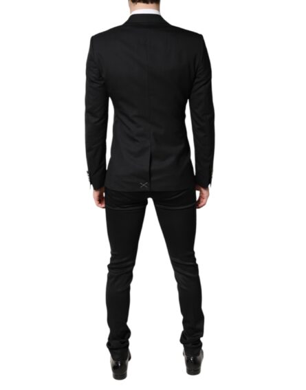 Black Single Breasted Formal Blazer with Vest - Image 4