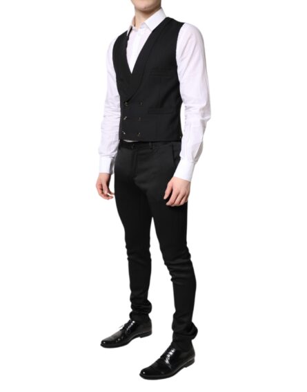 Black Single Breasted Formal Blazer with Vest - Image 6