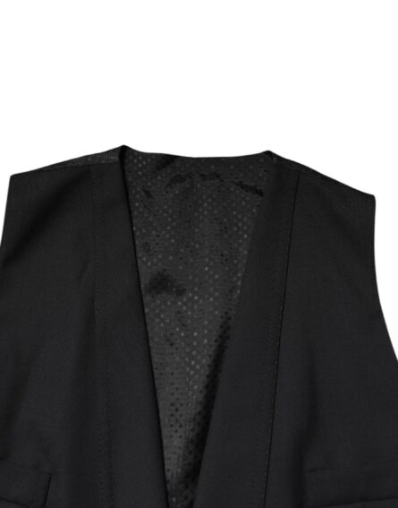 Black Single Breasted Formal Blazer with Vest - Image 8
