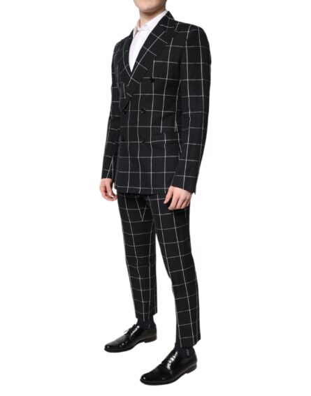 Black TAORMINA Double Breasted 2 Piece Suit - Image 3