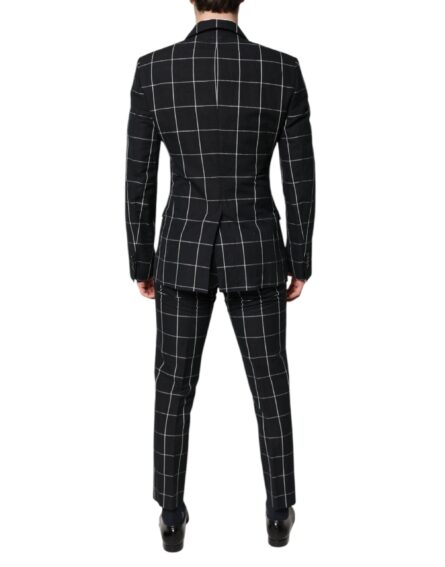 Black TAORMINA Double Breasted 2 Piece Suit - Image 4