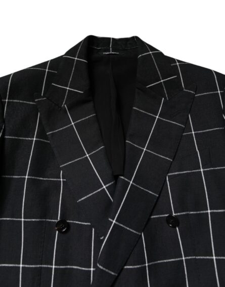 Black TAORMINA Double Breasted 2 Piece Suit - Image 5