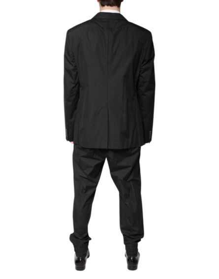 Black Cotton Single Breasted 2 Piece Suit - Image 4