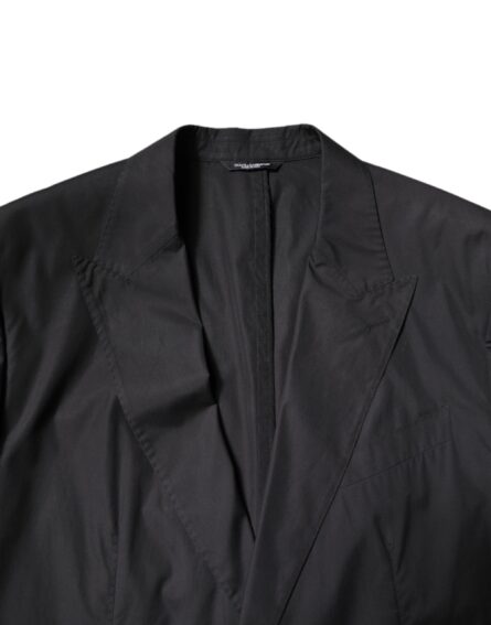 Black Cotton Single Breasted 2 Piece Suit - Image 5